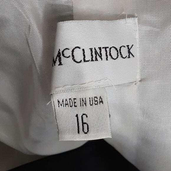 Vintage Scott McClintock 1980s Black Satin Ballgown Black Tie Evening Gown Sz 16 - Picture 8 of 14